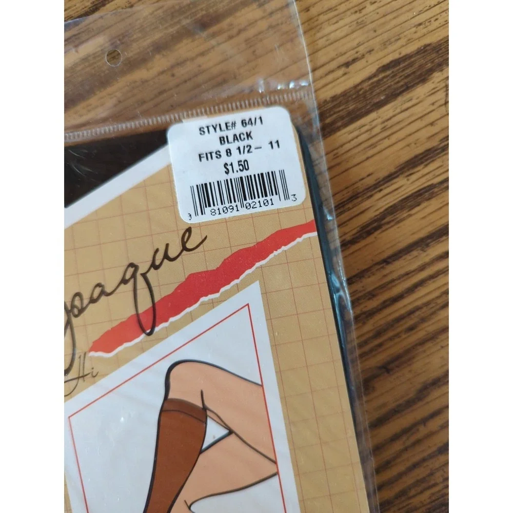 New NIP Vintage Pantyhose‎ Sabra Opaque Knee Highs Color Black Fits 8.5-11